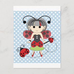 Little Miss Ladybug Fairy Princess und Bug Wand Postkarte