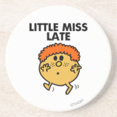 Little Miss Late | Schwarze Schrift Sandstein Untersetzer (Vorne)