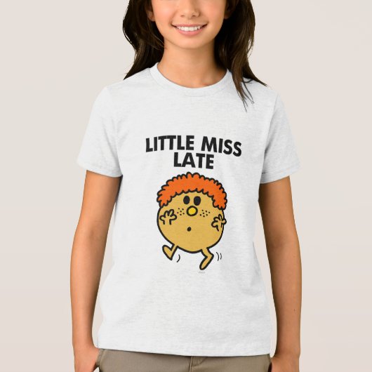 Little Miss Late | Schwarze Schrift Tri-Blend Shirt (Vorderseite)