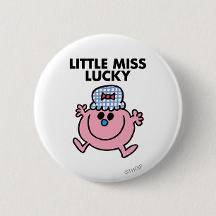 Little Miss Lucky   Schwarze Schrift Button