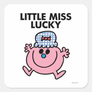 Little Miss Lucky   Schwarze Schrift Quadratischer Aufkleber