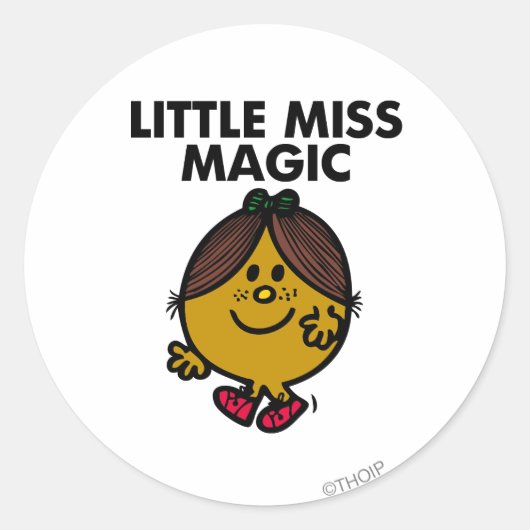 Little Miss Magic | Schwarze Schrift Runder Aufkleber (Vorderseite)