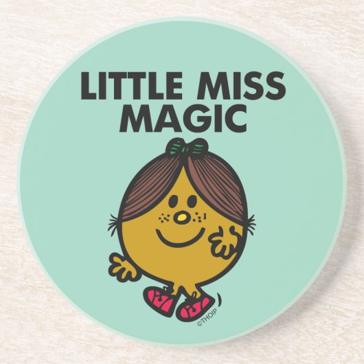Little Miss Magic | Schwarze Schrift Sandstein Untersetzer (Vorne)