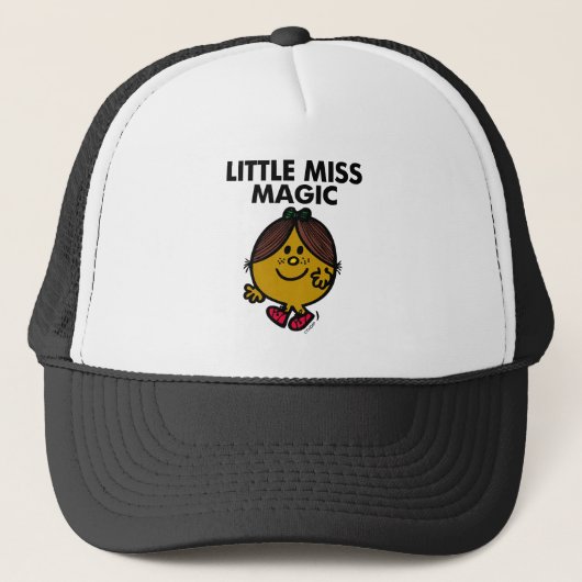 Little Miss Magic | Schwarze Schrift Truckerkappe (Vorderseite)