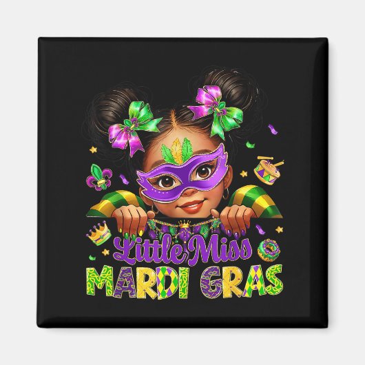 Little Miss Mardi Gras Carnival New Orleans Fleur Magnet (Vorne)