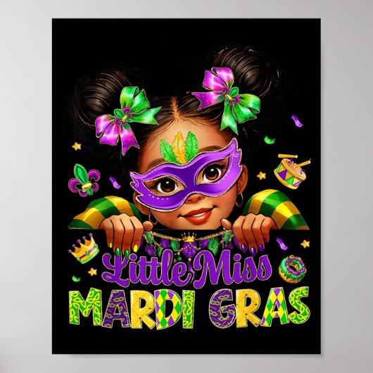 Little Miss Mardi Gras Carnival New Orleans Fleur Poster (Vorne)