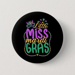 Little Miss Mardi Gras Kids Karneval Bekleidungsmä Button
