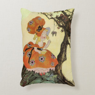 Little Miss Muffet & Spider, Vintage Mother Goose Dekokissen