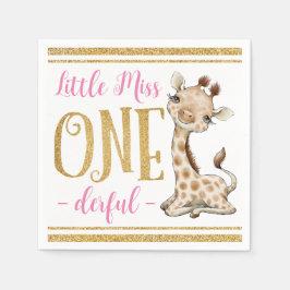 Little Miss One Derful Niedlich Giraffe 1. Geburts Serviette