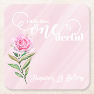 Little Miss ONEderful 1. Erster Geburtstag Rechteckiger Pappuntersetzer