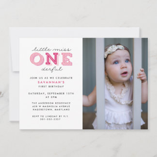 Little Miss Onederful 1. Geburtstag Foto Einladung