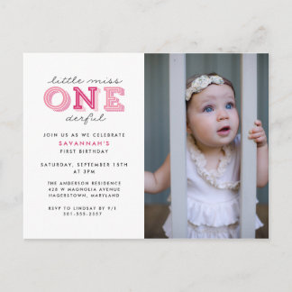 Little Miss Onederful 1. Geburtstag Foto Party Postkarte