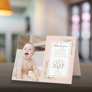 Little Miss ONEderful 1. Geburtstagsfoto Rosa Mädc Dankeskarte
