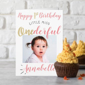 Little Miss Onederful 1st Birthday Photo Karte