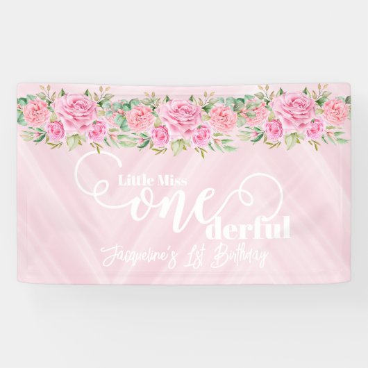 Little Miss ONEderful 1st First Birthday Banner (Horizontal)