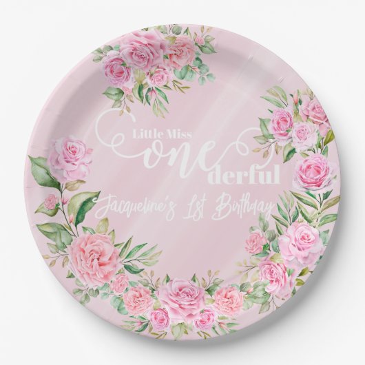 Little Miss ONEderful 1st First Birthday Pappteller (Vorderseite)