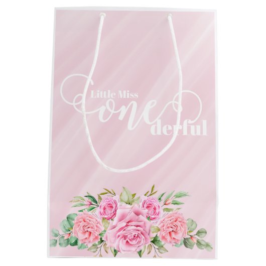 Little Miss ONEderful 1st First Birthday Return Mittlere Geschenktüte (Rückseite)