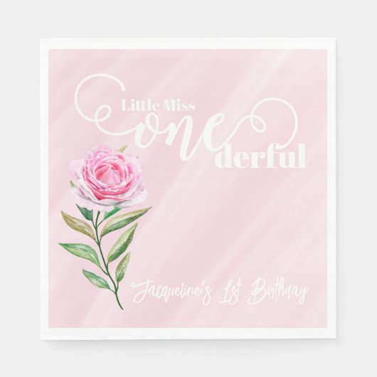 Little Miss ONEderful 1st First Birthday Serviette (Vorderseite)