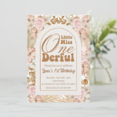 Little Miss Onederful Boho 1. Geburtstag Einladung (Stehend Vorderseite)