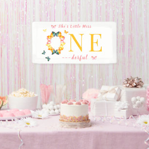 Little Miss Onederful Boho Butterfly 1. Geburtstag Banner