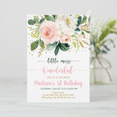Little Miss Onederful Boho Floral Geburtstag Einladung (Stehend Vorderseite)