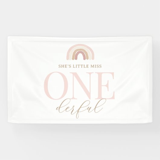Little Miss Onederful Boho Rainbow Banner (Horizontal)