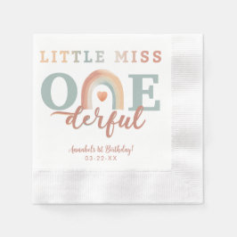 Little Miss Onederful Boho Rainbow Birthday Napkin Serviette