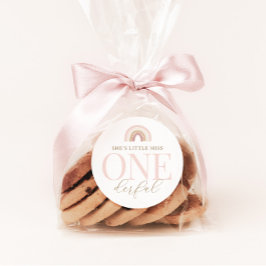 Little Miss Onederful Boho Rainbow Birthday Runder Aufkleber