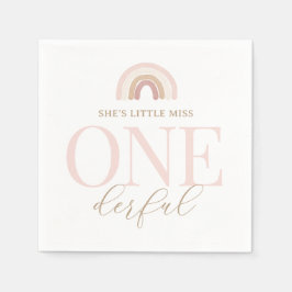 Little Miss Onederful Boho Rainbow Birthday Serviette