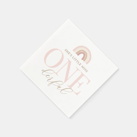 Little Miss Onederful Boho Rainbow Birthday Serviette (Ecke)