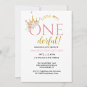 Little Miss Onederful Crown 1. Geburtstag Einladung (Vorderseite)