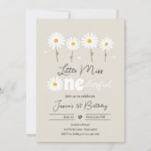 Little Miss Onederful Daisy Creme Sand Birthday Einladung (Vorderseite)