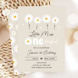 Little Miss Onederful Daisy Creme Sand Birthday Einladung