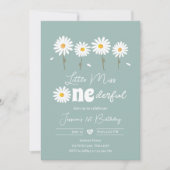 Little Miss Onederful Daisy Dusty Blue Geburtstag Einladung (Vorderseite)