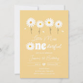 Little Miss Onederful Daisy Yellow Erster Geburtst Einladung (Vorderseite)