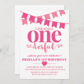 Little Miss Onederful Einladung zum ersten Geburts (Vorne/Hinten)