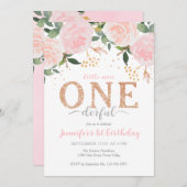 Little Miss Onederful Einladung zum ersten Geburts (Vorne/Hinten)