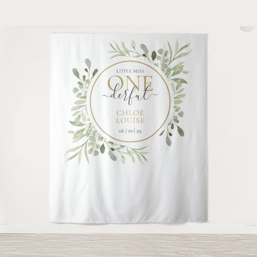 Little Miss ONEderful First Birthday Foto Stand Wandteppich (Vorderseite)