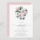 Little Miss Onederful Floral Girl zum ersten Gebur Einladung (Vorne/Hinten)