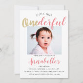 Little Miss Onederful Foto 1. Geburtstag Einladung (Vorderseite)