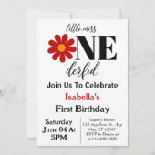 Little Miss Onederful Girl 1. Geburtstag Einladung (Vorderseite)