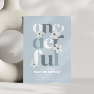 Little Miss Onederful Groovy Daisy 1. Geburtstag Einladung