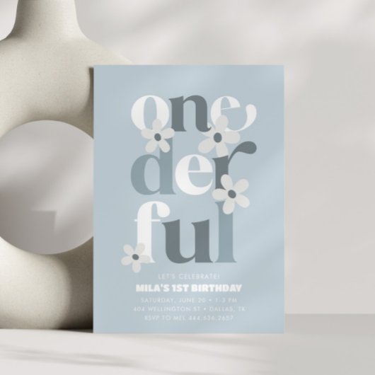 Little Miss Onederful Groovy Daisy 1. Geburtstag Einladung