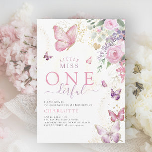 Little Miss Onederful Lush Floral 1. Geburtstag Einladung