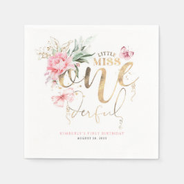 Little Miss Onederful Niedlich Floral 1. Geburtsta Serviette