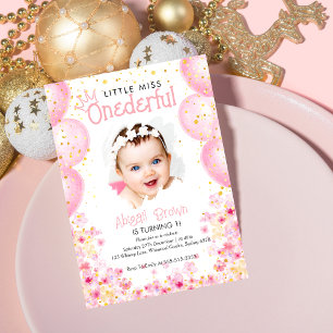 Little miss Onederful Pink 1. Geburtstagseinladung Einladung