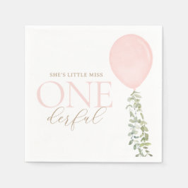 Little Miss Onederful Pink Ballon Geburtstag Serviette