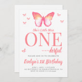 Little Miss Onederful Pink Boho 1. Geburtstag Einladung (Vorne/Hinten)