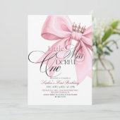 Little Miss ONEderful Pink Bow 1st Birthday Party Einladung (Stehend Vorderseite)