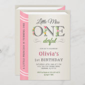 Little Miss Onederful Pink Girl 1. Geburtstag Einladung (Vorne/Hinten)